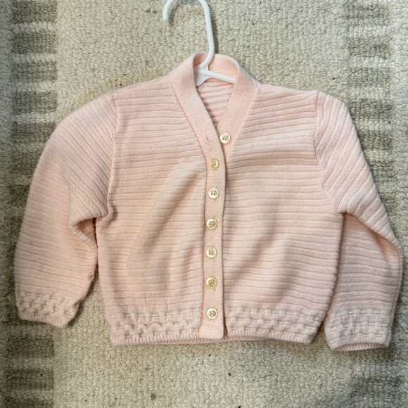 Light Pink Knit Sweater With Pearl Buttons - Picture 5 of 5